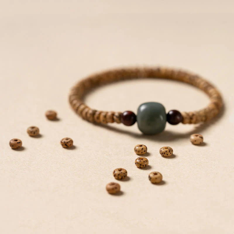 Braccialetto della saggezza Buddha Stones Bodhi Seed con piccola foglia di sandalo rosso - Image 7