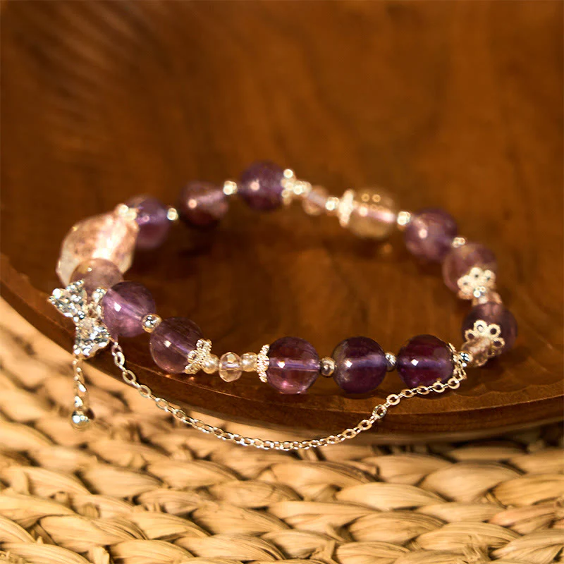 Braccialetto della saggezza con arco fantasma viola naturale Buddha Stones - Image 2