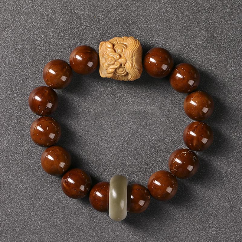 Braccialetto della saggezza del leone danzante dei semi di Bodhi viola Buddha Stones - Image 10