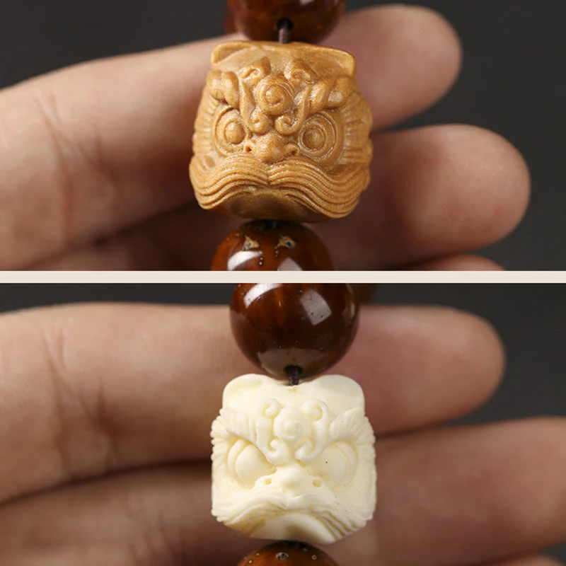 Braccialetto della saggezza del leone danzante dei semi di Bodhi viola Buddha Stones - Image 16