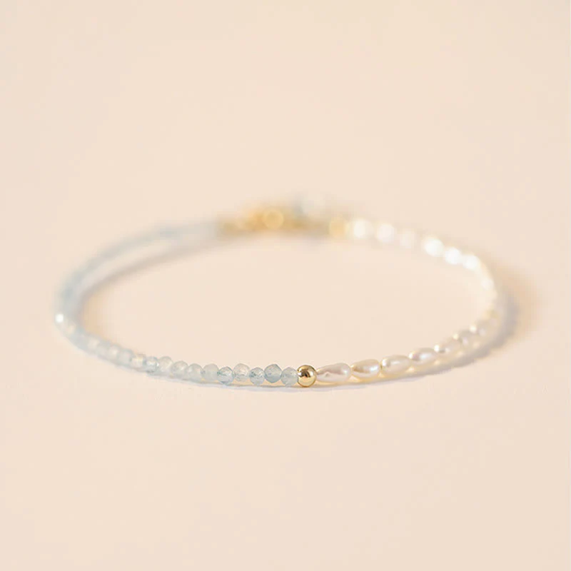 Braccialetto della saggezza in rame placcato oro 14k con perle ultrasottili di perle turchesi da 2 mm Buddha Stones - Image 5