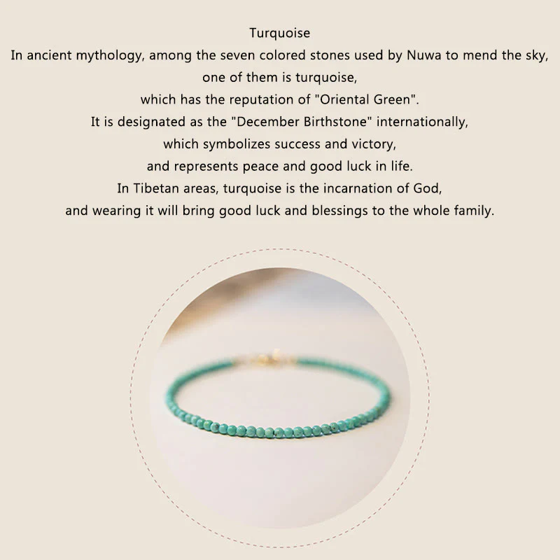 Braccialetto della saggezza in rame placcato oro 14k con perline ultrasottili color turchese da 2 mm Buddha Stones - Image 8