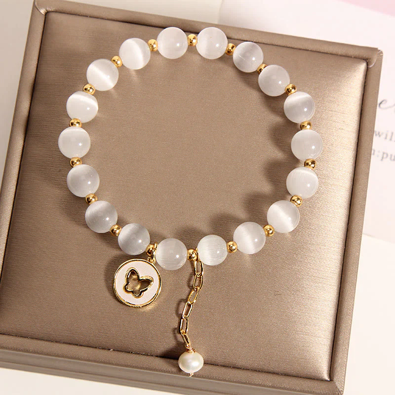 Braccialetto dell'amore con ciondolo a farfalla con occhio di gatto Buddha Stones - Image 2