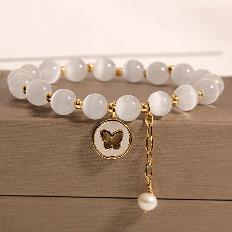 Braccialetto dell'amore con ciondolo a farfalla con occhio di gatto Buddha Stones - Image 3