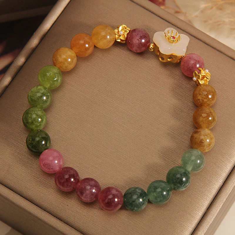 Braccialetto dell'amore con fiori di giada e tormalina colorata Buddha Stones - Image 7