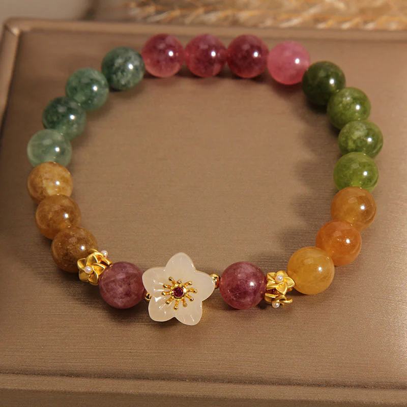 Braccialetto dell'amore con fiori di giada e tormalina colorata Buddha Stones - Image 8
