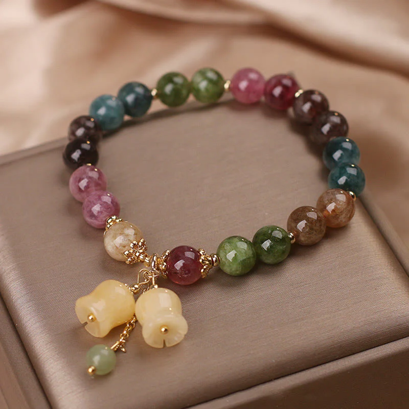 Braccialetto dell'amore con perline di fiori di tormalina colorata naturale Buddha Stones - Image 3