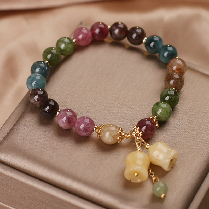 Braccialetto dell'amore con perline di fiori di tormalina colorata naturale Buddha Stones - Image 4