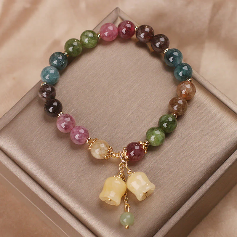 Braccialetto dell'amore con perline di fiori di tormalina colorata naturale Buddha Stones - Image 6