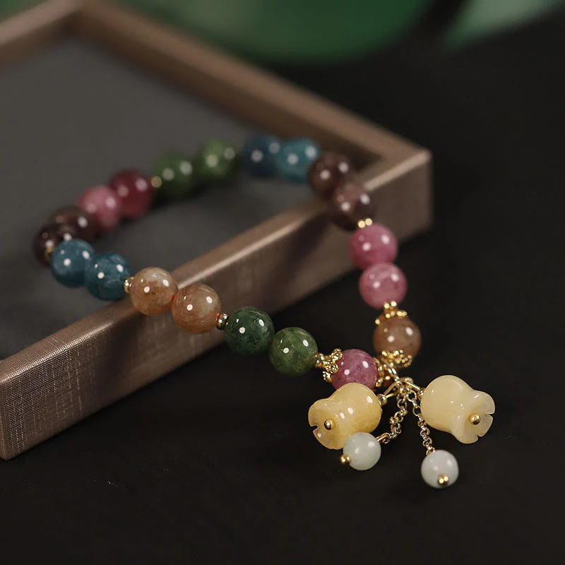 Braccialetto dell'amore con perline di fiori di tormalina colorata naturale Buddha Stones - Image 8