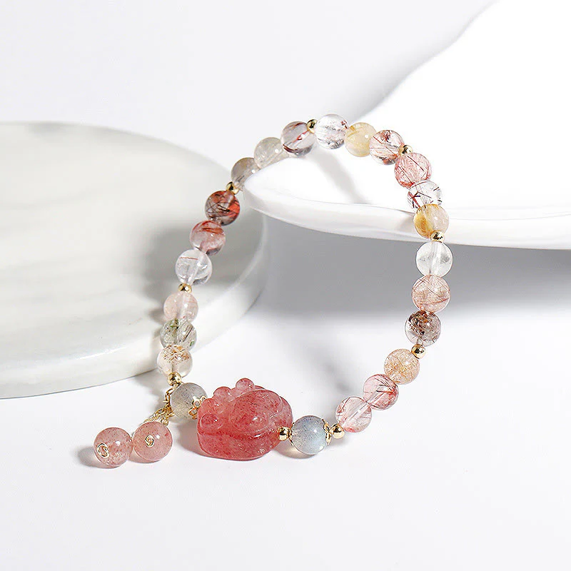 Braccialetto dell'amore con pietra di luna, artiglio di zampa di gatto, quarzo rutilato colorato, Buddha Stones - Image 4