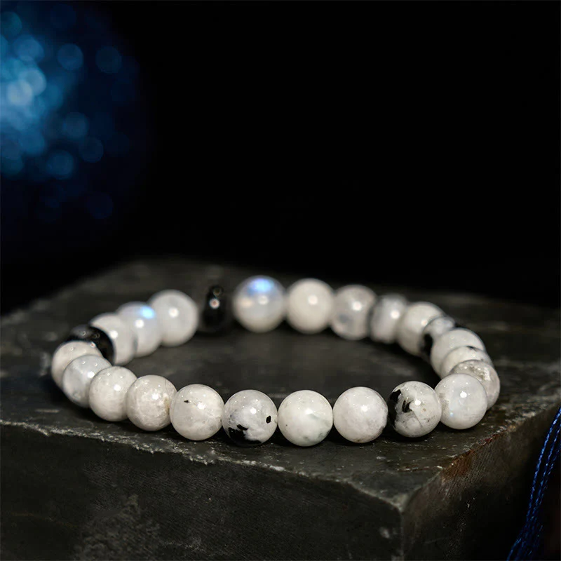 Braccialetto dell'armonia con pietra di luna arcobaleno Buddha Stones - Image 2