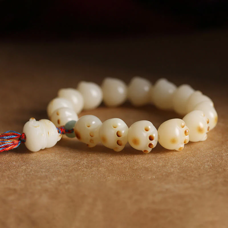 Braccialetto dell'armonia con zampa di gatto con semi di Bodhi e gatto fortunato Buddha Stones - Image 3