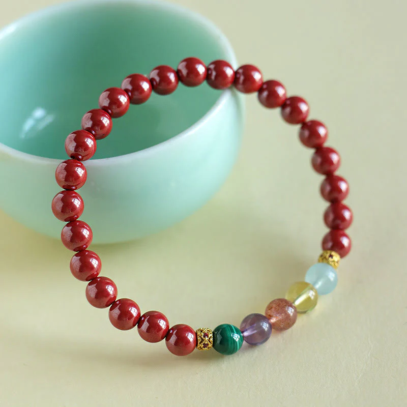 Braccialetto di benedizione Buddha Stones Cinnabar Acquamarina Citrino Quarzo Fragola Ametista Malachite - Image 10