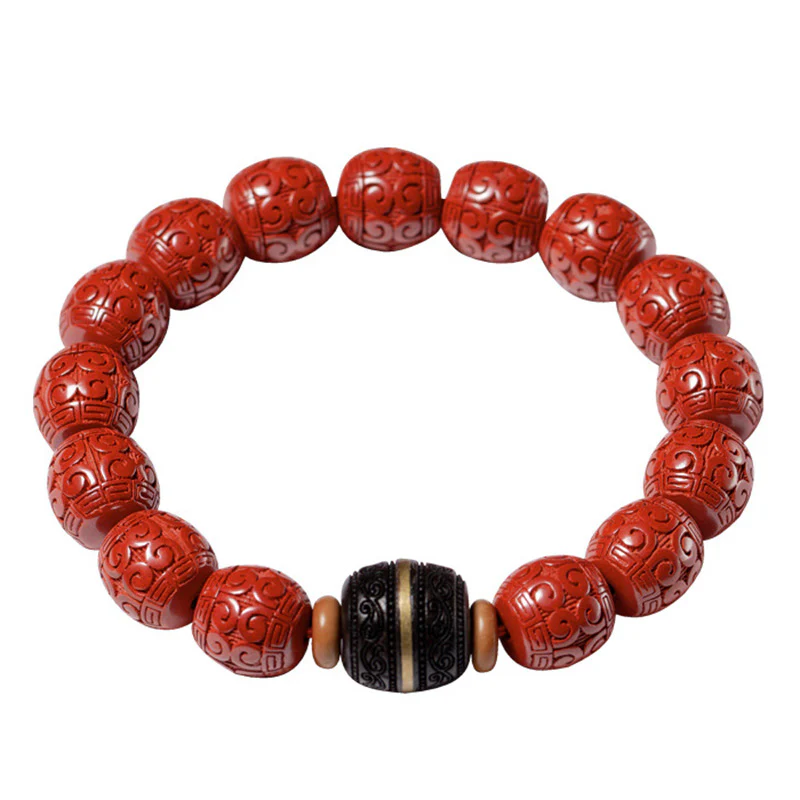 Braccialetto di benedizione calma in ebano e cinabro naturale Buddha Stones - Image 12