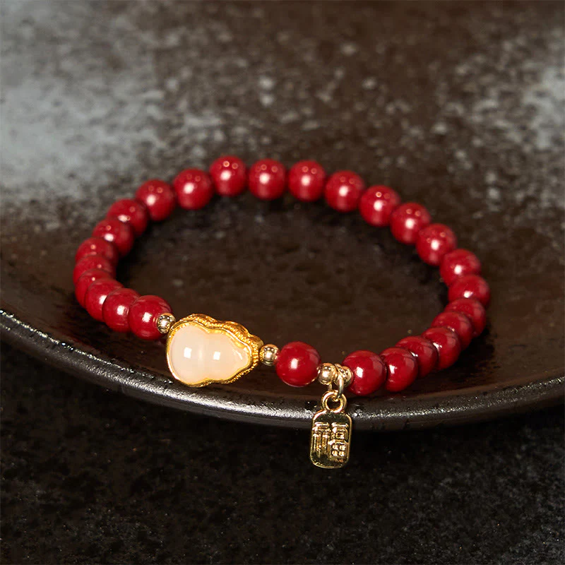 Braccialetto di benedizione con ciondolo Fu, carattere zucca e cinabro Buddha Stones - Image 3