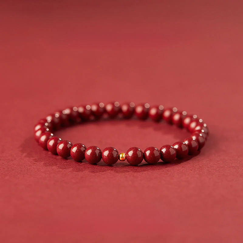 Braccialetto di benedizione con perline di cinabro in argento sterling 925 Buddha Stones