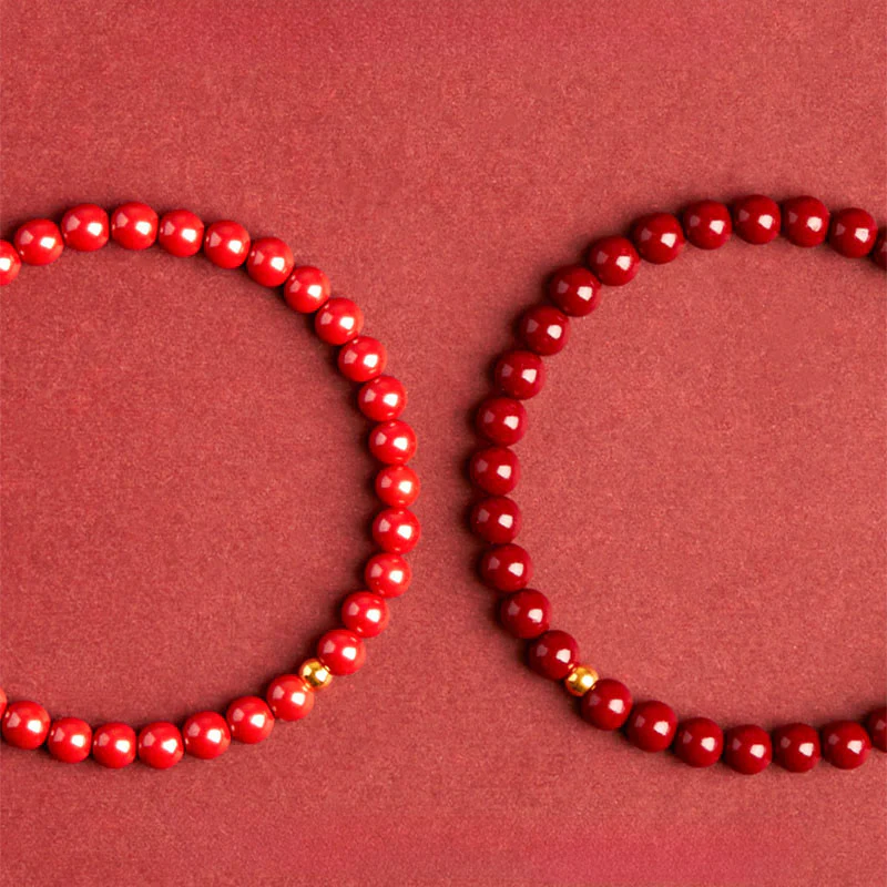 Braccialetto di benedizione con perline di cinabro in argento sterling 925 Buddha Stones - Image 11