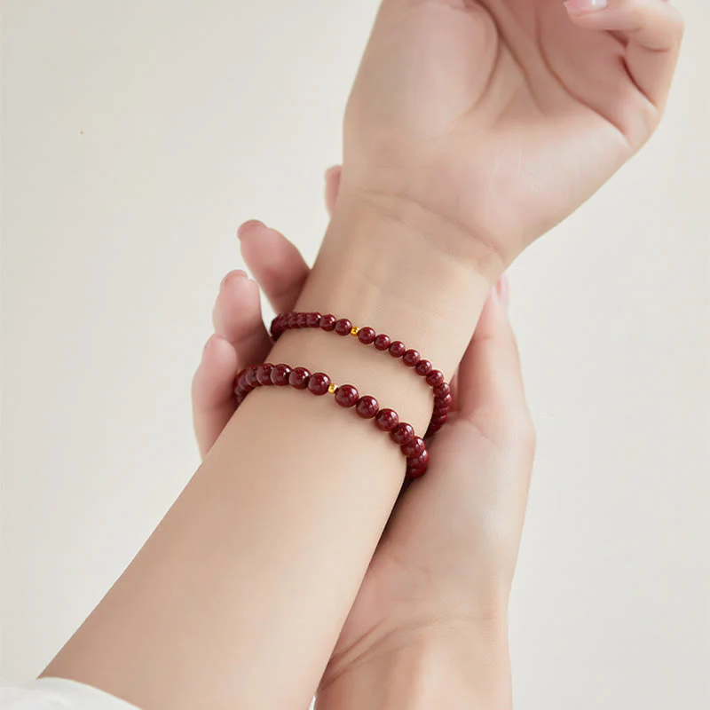 Braccialetto di benedizione con perline di cinabro in argento sterling 925 Buddha Stones - Image 17
