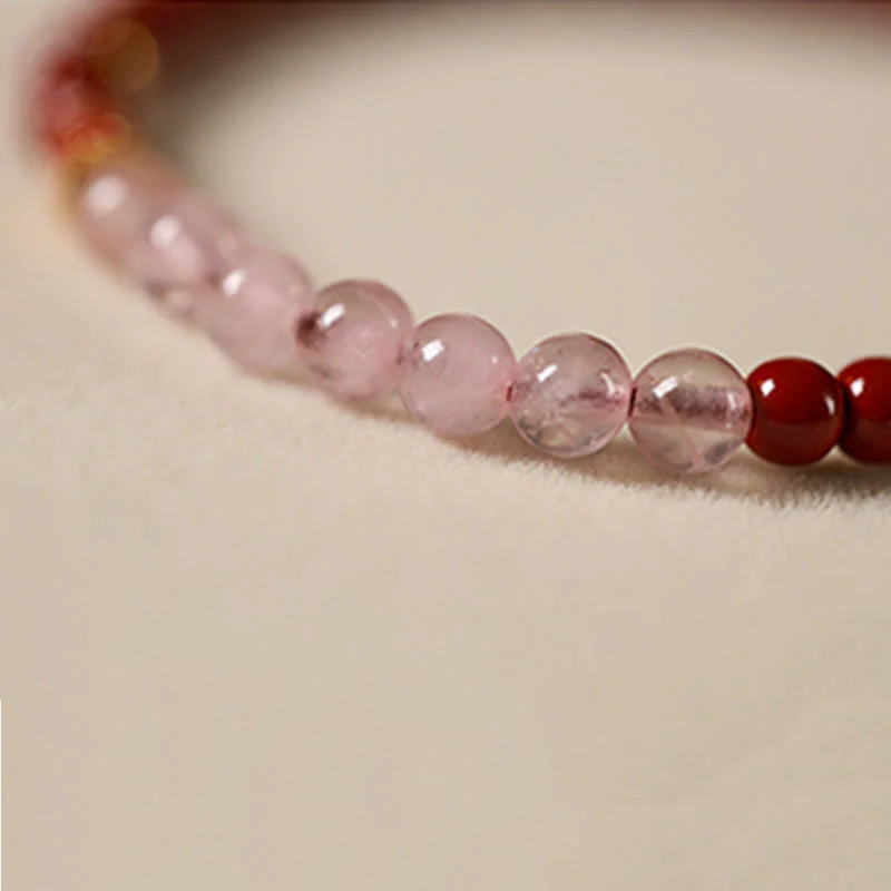 Braccialetto di benedizione con pesce koi portafortuna, cinabro naturale, cristallo rosa Buddha Stones , quarzo fragola - Image 18