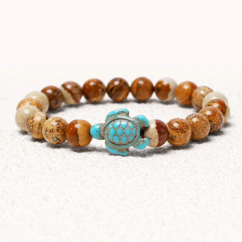 Braccialetto di benedizione con tartaruga marina in pietra naturale Buddha Stones Turchese - Image 11