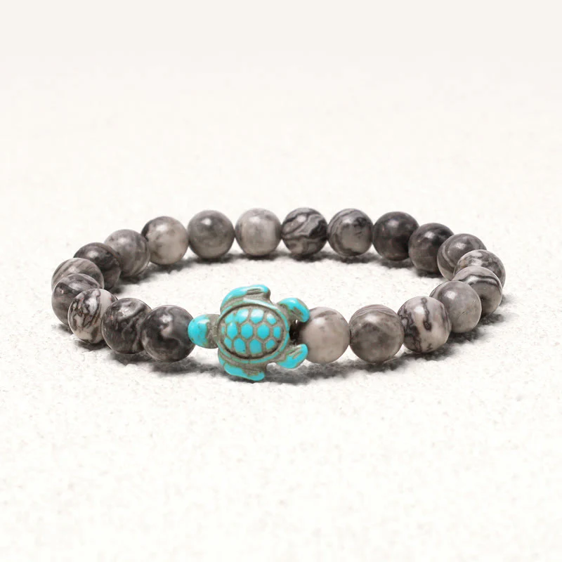 Braccialetto di benedizione con tartaruga marina in pietra naturale Buddha Stones Turchese - Image 14
