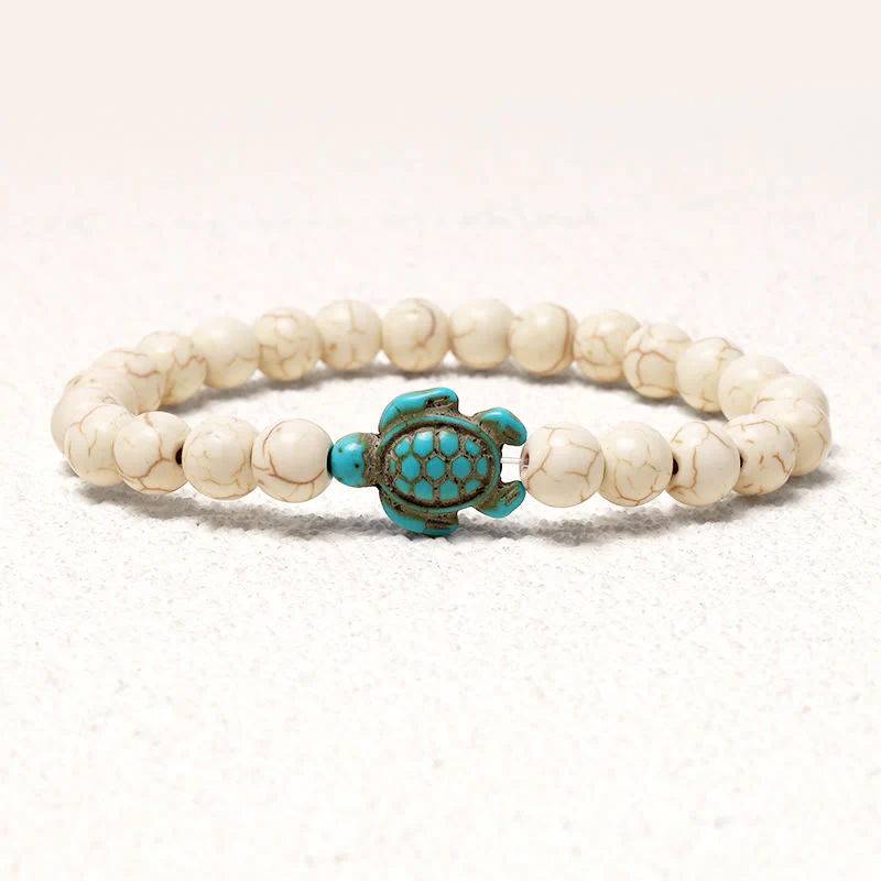 Braccialetto di benedizione con tartaruga marina in pietra naturale Buddha Stones Turchese - Image 7