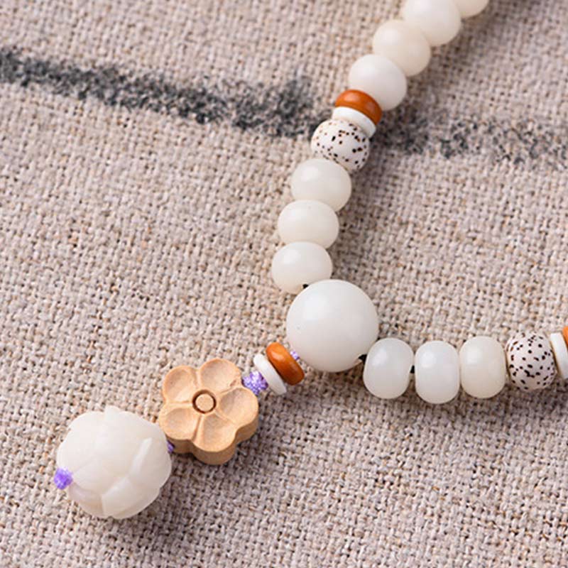 Braccialetto di benedizione del loto Bodhi in giada bianca tibetana Buddha Stones - Image 14