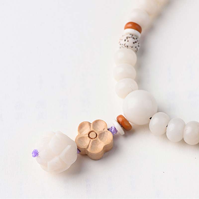 Braccialetto di benedizione del loto Bodhi in giada bianca tibetana Buddha Stones - Image 17