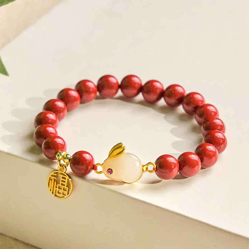 Braccialetto di benedizione del personaggio di Buddha Stones Cinnabar Rabbit Fu - Image 3