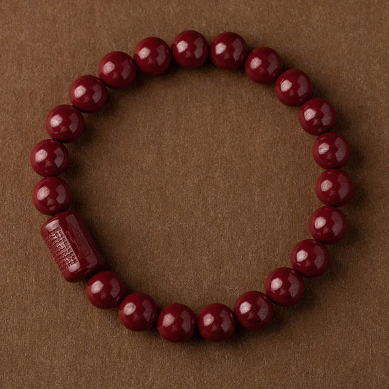 Braccialetto di benedizione del Sutra del cuore di cinabro naturale Buddha Stones