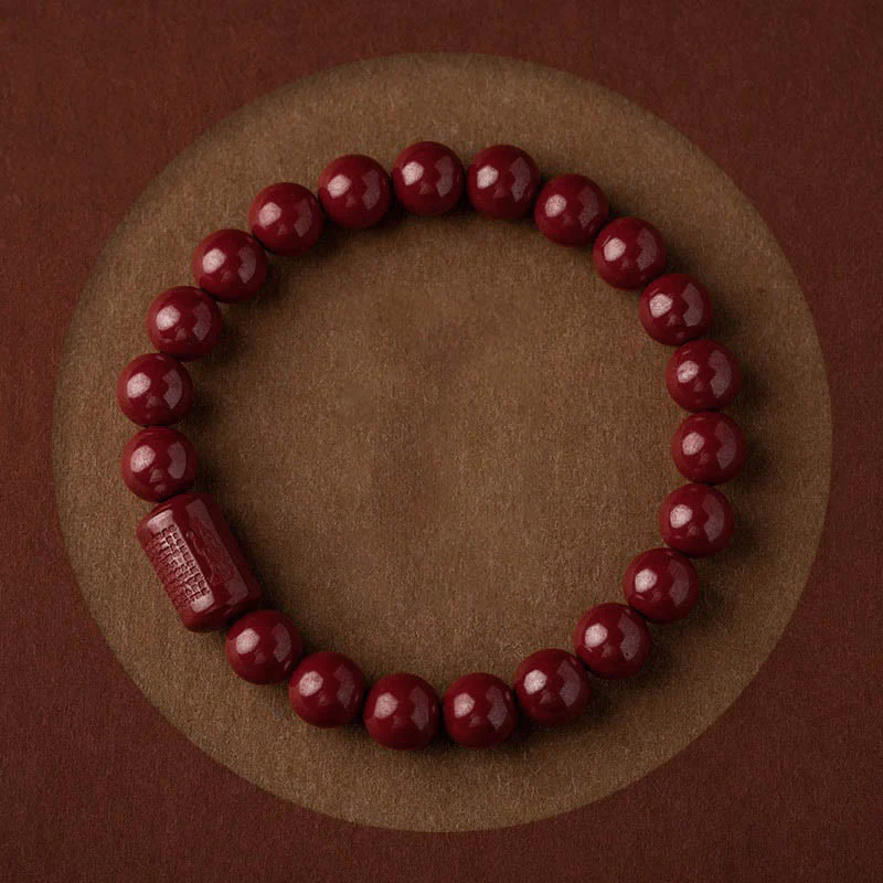 Braccialetto di benedizione del Sutra del cuore di cinabro naturale Buddha Stones - Image 4
