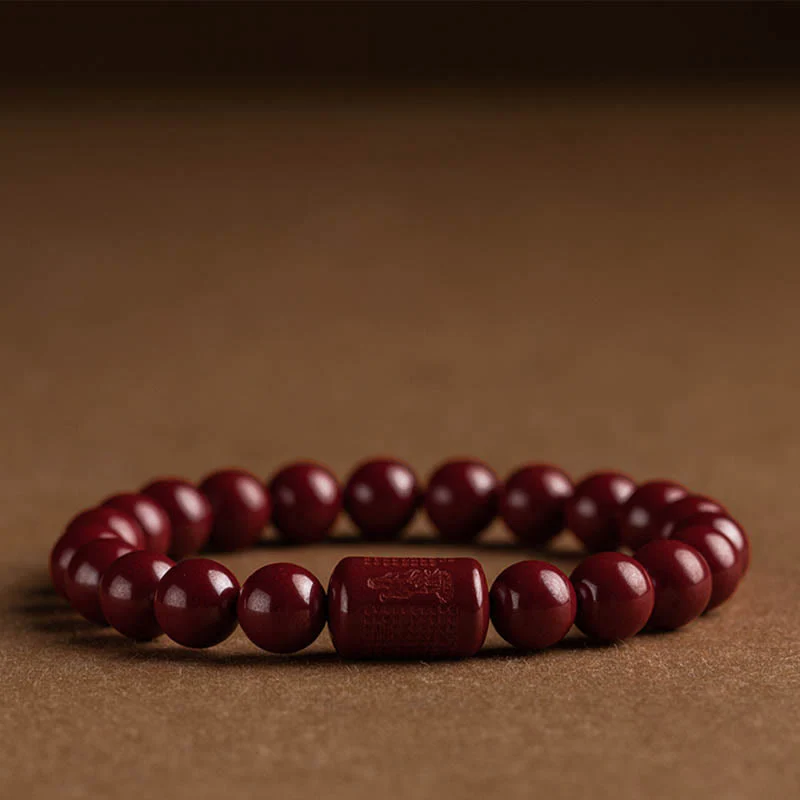 Braccialetto di benedizione del Sutra del cuore di cinabro naturale Buddha Stones - Image 9