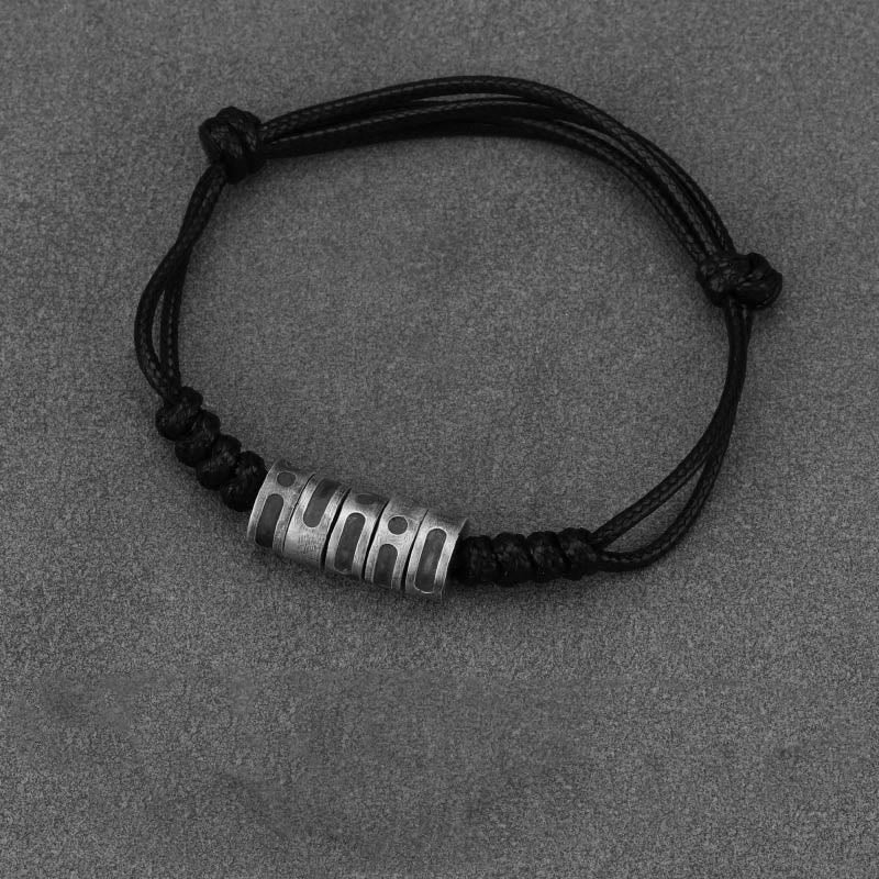 Braccialetto di benedizione in corda di cera con codice Morse in argento sterling 999 Buddha Stones - Image 2