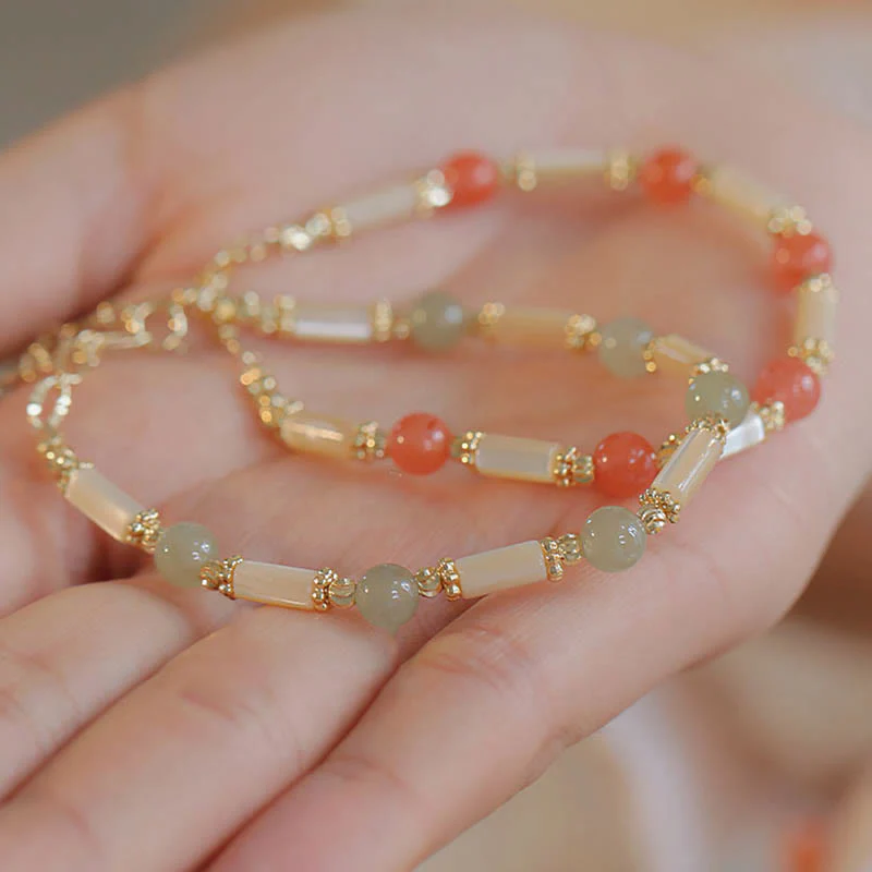 Braccialetto di benedizione in giada Hetian con agata rossa Buddha Stones, pietra Tridacna - Image 10