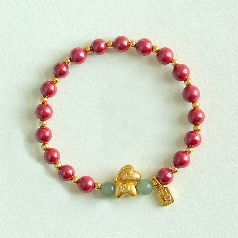 Braccialetto di benedizione in giada Hetian con Buddha Stones e carattere Fu, zodiaco cinese dell'anno del cavallo - Image 10
