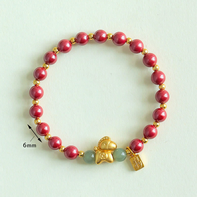 Braccialetto di benedizione in giada Hetian con Buddha Stones e carattere Fu, zodiaco cinese dell'anno del cavallo - Image 12