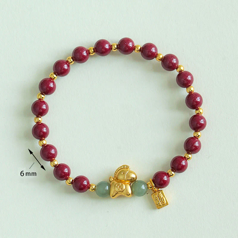 Braccialetto di benedizione in giada Hetian con Buddha Stones e carattere Fu, zodiaco cinese dell'anno del cavallo - Image 4