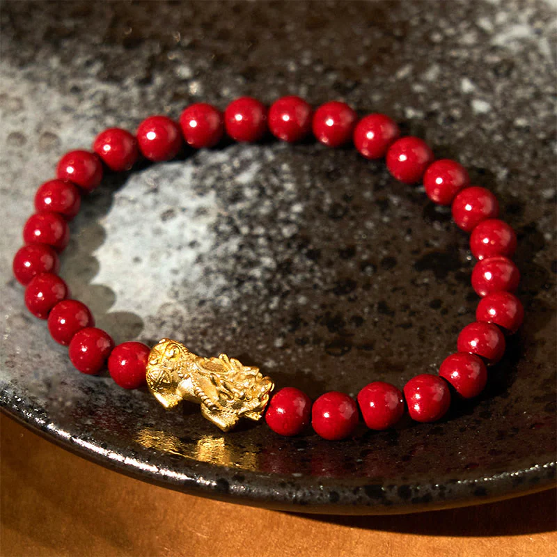 Braccialetto di benedizione Pixiu con perline di cinabro naturale Buddha Stones - Image 2