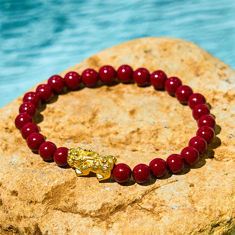 Braccialetto di benedizione Pixiu con perline di cinabro naturale Buddha Stones - Image 4