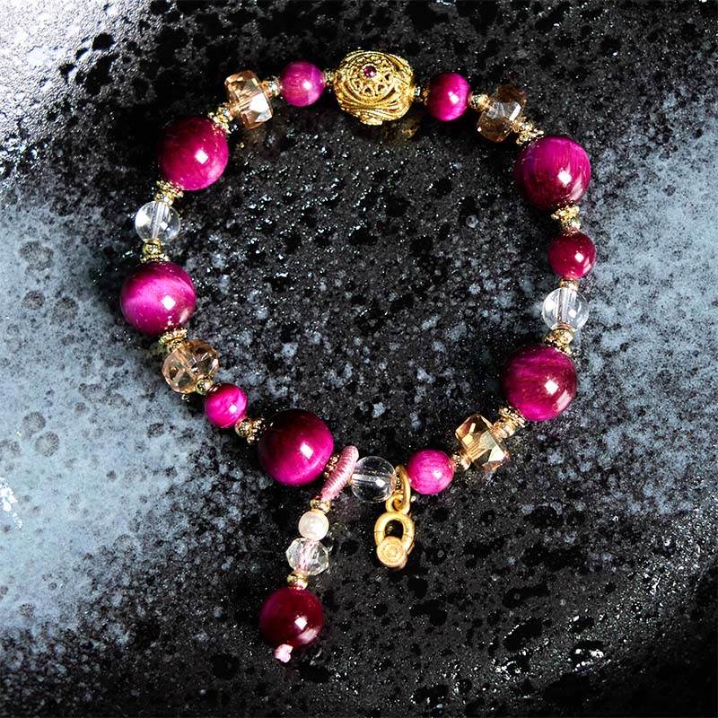 Braccialetto di bilanciamento del peso con perline di occhio di tigre rosso naturale di Buddha Stones e occhio di tigre verde - Image 2