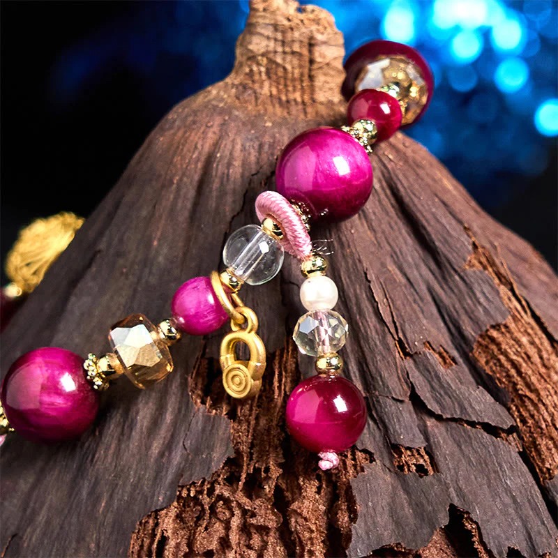 Braccialetto di bilanciamento del peso con perline di occhio di tigre rosso naturale di Buddha Stones e occhio di tigre verde - Image 3