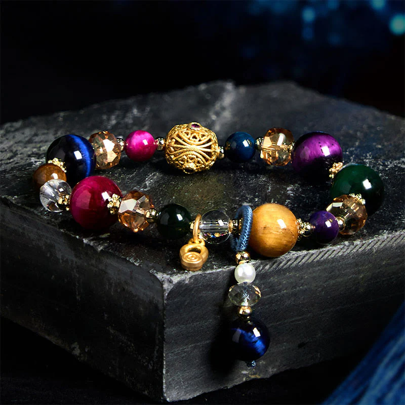 Braccialetto di bilanciamento del peso in pietra naturale colorata occhio di tigre Buddha Stones