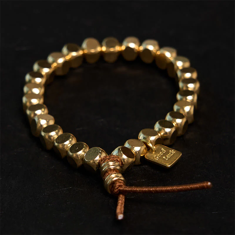 Braccialetto di buona fortuna e cura di sé con corda di rame Buddha Stones