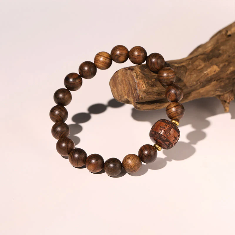 Braccialetto di calore con motivo in bambù , Buddha Stones, legno di palissandro, nuvole di buon auspicio, totem, carattere Fu - Image 10