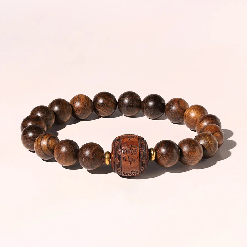 Braccialetto di calore con motivo in bambù , Buddha Stones, legno di palissandro, nuvole di buon auspicio, totem, carattere Fu - Image 11