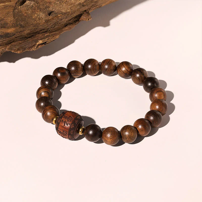 Braccialetto di calore con motivo in bambù , Buddha Stones, legno di palissandro, nuvole di buon auspicio, totem, carattere Fu - Image 12