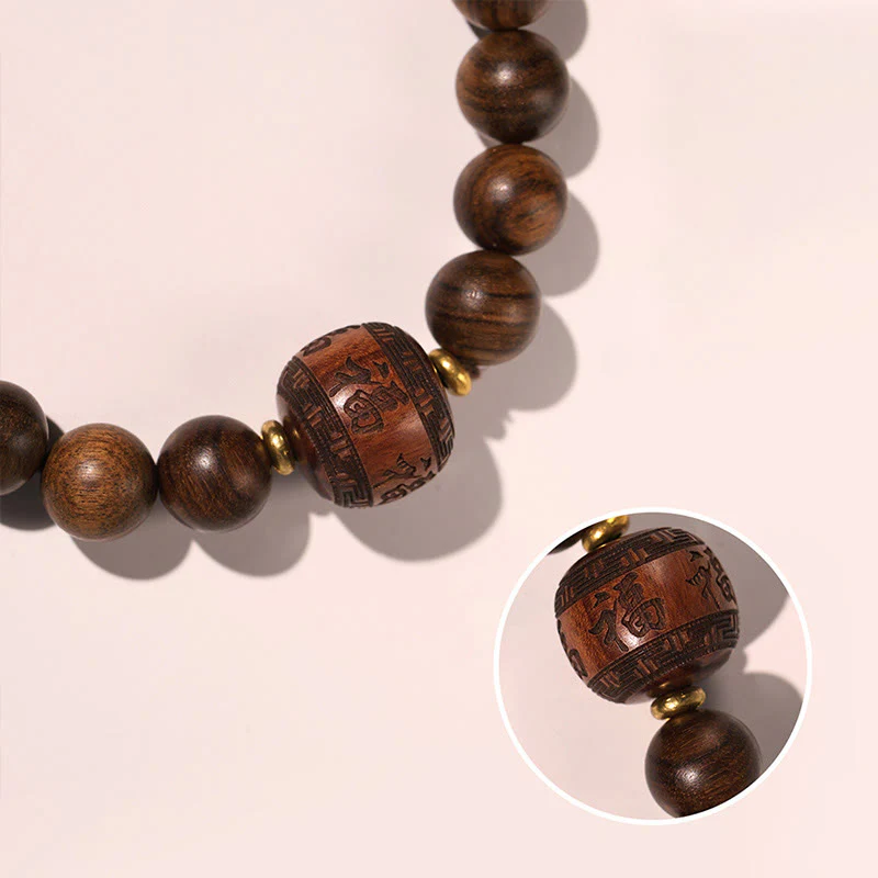 Braccialetto di calore con motivo in bambù , Buddha Stones, legno di palissandro, nuvole di buon auspicio, totem, carattere Fu - Image 13
