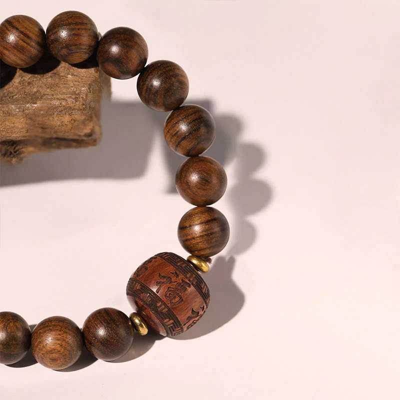 Braccialetto di calore con motivo in bambù , Buddha Stones, legno di palissandro, nuvole di buon auspicio, totem, carattere Fu - Image 14