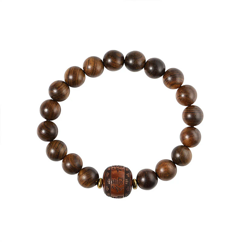 Braccialetto di calore con motivo in bambù , Buddha Stones, legno di palissandro, nuvole di buon auspicio, totem, carattere Fu - Image 15